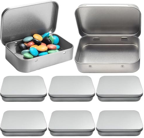 8 Stücke Metalldöschen Klein, Silber Metalldosen Blechdosen mit Deckel,Rechteckig Rostfrei Minibox Aufbewahrungsbox für Münzen, Süßigkeiten, Schlüsseletc,Kleinen Gegenständen（9.5 x 6.0 x 2.2cm）