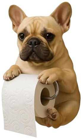 Dog Toilet Paper Holder, Resin French Bulldog Toilet Roll Holder Wall Mounted, Cute Puppy Animal Toilet Tissue Roll Storage Stand, 2025 Funny Puppy Paper Towel Holders, for Home Bathroom Decor