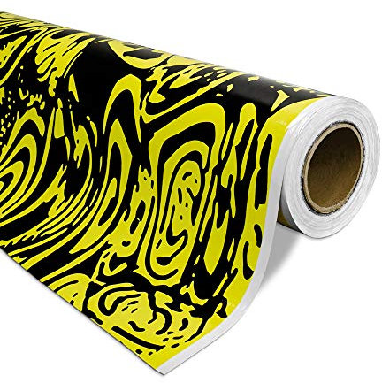 Auto-Dress Erlkönig Auto-Folie mit Luftkanal-Technik für 3D Car-Wrapping - Tarnfolie für Prototypen (30x150cm, Farbe: Schwarz-Gelb, Finish: Glanz)