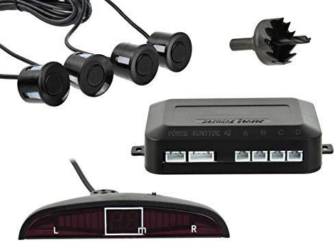 BSD Parksensor Set - Rückfahrhilfe, Rückfahrsystem - 4 Sensoren + Audio-Summer + LED Farb-Display - Lochsäge inklusive