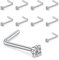 Liuxn 10 Stück Gebogene Nase Stud Stahl Nasenring Zirkonia L Bend Bar Piercing Schmuck, 20 Gauge