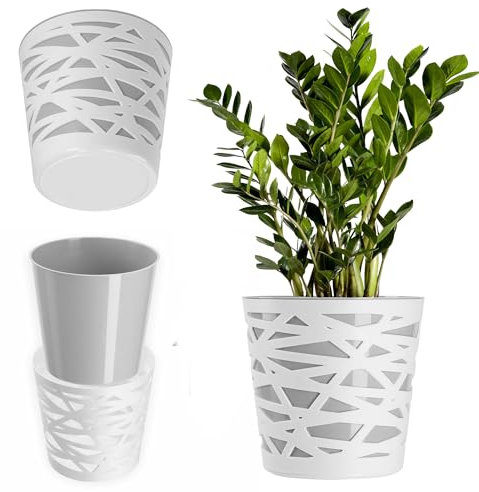KADAX Pot de Fleurs en Plastique au Design Moderne et Élégant pour Embellir Vos Espaces Intérieurs ou Extérieurs, Parfait pour Maison, Terrasse et Balcon (13 cm, Gris)