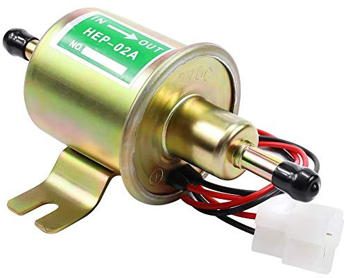 Electric Fuel Pump 12V Universal Low Pressure 12 Volt Transfer Inline Fuel Pump for Lawn Mower Carburetor Gas Diesel Engine 2.5-4psi HEP-02A