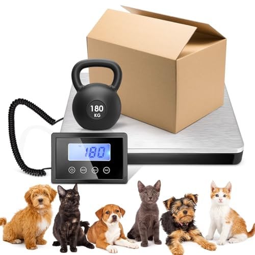 Báscula Postal Digital, 180kg/50g Báscula Cocina Industrial KG/LB/OZ Báscula Plataforma Paquetes Lectrónica Pantalla está Separada Alta Precisión Inoxidable para Industria Comercio y Mascota