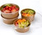 lepetitmitron El cuenco de ensalada kraft 750 ML dia.14 cm H 6 cm x 50 piezas + 50 tapas