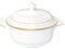 Bone China Soup Tureen with lid, 2.97QT, Gold Rim, Big Soup Bowl, 2pc set, Serveware, Big Serving Bowl, Elegant Ceramic/Porcelain, White, Translucent, Modern, Simple and resistant, Greeting dinnerware