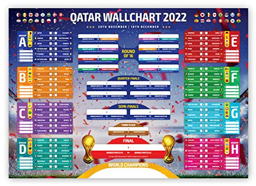 Qatar Tournament Wallchart 2022 To Track The Progress and Scores - Ideal For All Football Fans - 150Gsm Qatar Tournament Wallchart (A2 Wallchart)