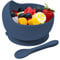 Hoseay Baby Feeding Bowls and Spoons,Silicone Toddler Weaning Set with Suction Bowl BPA Free Children Tableware Eating Bowl for Baby Boys Girls,Easy Clean Kids Meal Set Microwave Dishwasher Safe,Navy