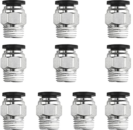 XINMEIWEN Confezione da 10 raccordi pneumatici da 1/4 NPT filettatura maschio 8 mm PC8-N2