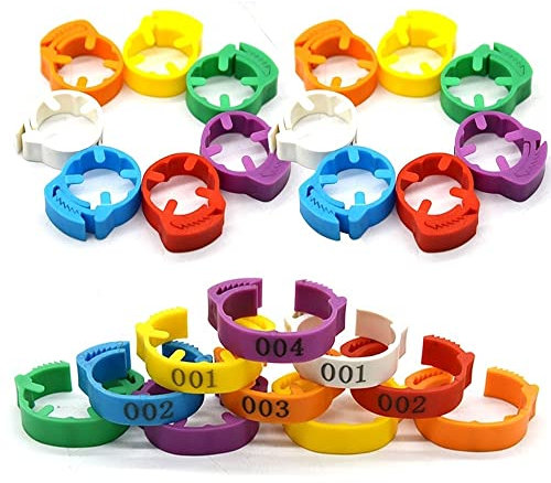 100 Stück Geflügelbeinringe Wachtelclip am Fuß, Vogelfußringe, verstellbare Öffnungsmanschettenringe, Vogelbeinringe, Kanarienvögel, Fußring, Taubenmarken, Papageien (WHITE)