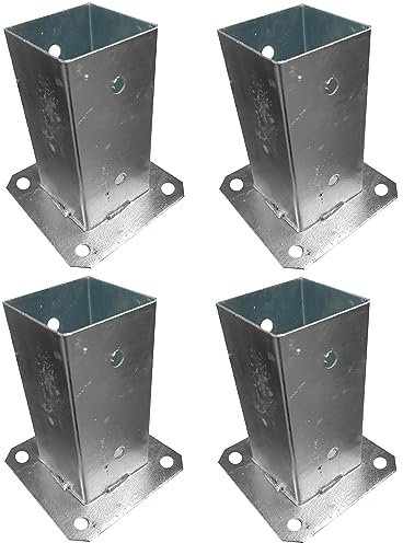 Lot de 4 supports de poteau de clôture carrés robustes galvanisés à chaud Taille : 70 mm x 70 mm