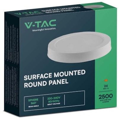 V-TAC LED-Panel, rund, 24 W, 6500 K, Weiß, VT-60024-7881