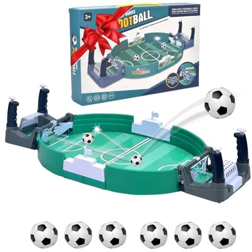 Tutamaz Interaktives Tischfußballspiel, Table Soccer Tischfussball Kinder Mini Tischkicker Desktop Spielzeug Tisch Fußball Kit mit 6 Fußbälle Weihnachten Fußball Geschenke für Jungs Kinder Erwachsene
