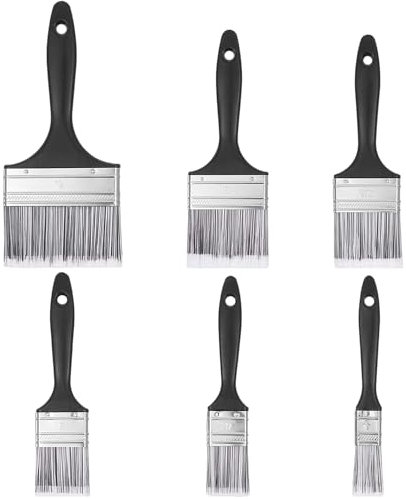 6-Piece Paint Brush Set, Brush Cover for Furniture Decoration, Non-shedding Decorative Brush, Wall Painting Brush, Decorative Brush, Suitable for Paint, Coating (Black)