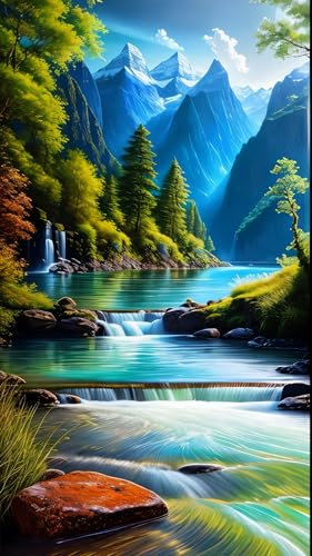 ZHUMUTO Diamond Painting Groß XXL Bilder Set Erwachsene,70x40 CM/27,5x15,7 Zoll Natur Landschaft Wasserfall B,5D Diamant Painting Bilder Erwachsene mit Zubehör Stift Für Wohnzimmer Dekoration