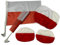 Polen Auto-Fan-Set 6-teilig | 2x Flagge | 2x Kopfstützenfahne | 2x Außenspiegel-Fahne Polska EM Fussball Flagge