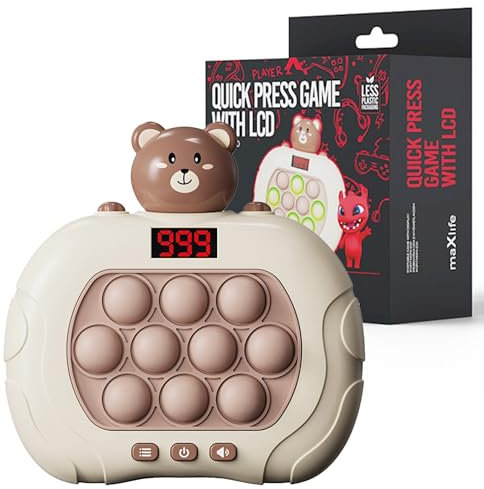 maxlife Gioco interattivo PopIt MXPS-200 Orso Cos Dispaly – Giocattolo Educativo per Bambini – Stimola Memoria e Concentrazione – 6 modalità di Gioco – Luci e Suoni Interattivi – Portatile