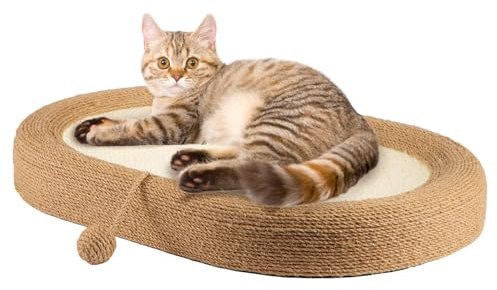 CROWNSHOP Cats Climbing Frame 74cm 29 Foldable Bottom Tall Cats Claw Scratcher with 1 Toy Ball Natural Sisal Scratch Pole and Soft Carpet Covered (Cat Scratching Bed 24-Inch)
