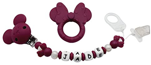 LANCK Attache tétine - Création personnalisée – Accessoire décoratif multi-usage – Cadeau artisanal unique - Minnie Silicone