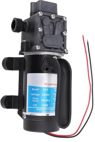 Luocute Pompa per 24 V Pompa di Pressione Dell'acqua Auto -innesco, di Diaframma Potente 4 Gpm con Impostazione di 45 Psi, Sollevamento della Testa di 130 M, G1/2, Ideale per il