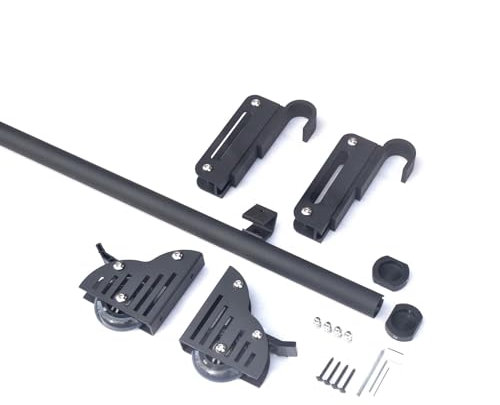 Kit di ferramenta a scala scorrevole (senza scala) con gancio superiore telescopico e ruote da pavimento con freni, multiuso per scale a soppalco/libreria