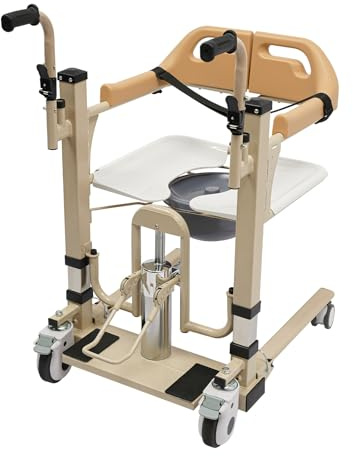 Ascenseur de patient hydraulique pour la maison, table de fauteuil roulant, chaise percée portable avec siège et pot divisés à 180 °, hauteur réglable