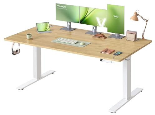 VASAGLE Electric Standing Desk, USB C Port, Cable Tray | Height Adjustable Desk, Sedentary Reminder, 3 Memory Heights, 160 x 80 cm, Golden Oak, LSD146YA03
