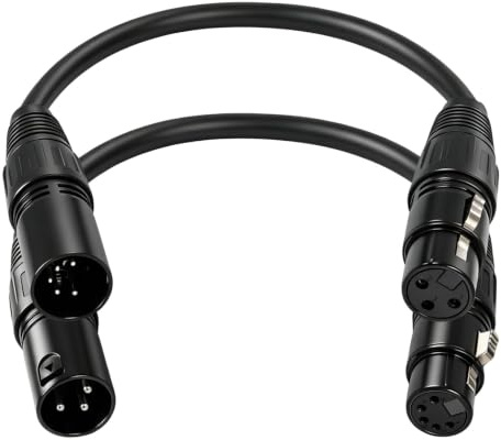 2Pcs XLR Cable 3 Pin to 5 Pin DMX Microphone Cable for Audio Stage Lighting | 3-Pin Male to 5-Pin Female & 3-Pin Female to 5-Pin Male, Balanced Shielded, Gold-Plated Pins, 30cm