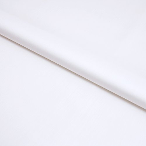 Stoff Meterware 100% Baumwolle Linon - Einfarbig, Uni, Schadstoffgeprüfter Stoff, Pflegeleicht – Dekostoff Bettwäsche Bekleidung Gardinen Vorhänge - 1 Meter (Weiß 150 cm)