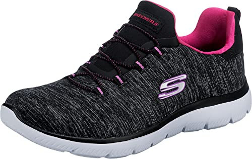 Skechers Femme Summits-Quick Getaway Baskets, Noir Rose, 38 EU