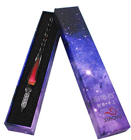 Xiaoyu stylo à plume en verre vintage fait à la main en verre signature stylo ciel étoilé stylo cadeau calligraphie - A