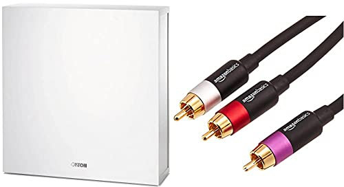 Canton ASF 75 SC aktiver Subwoofer (60/120 Watt) Weiss (Stück) & Amazon Basics PBH-20214 - Cinch-Audiokabel, 1 x Cinch-Stecker auf 2 x Cinch-Stecker, 2,4 m