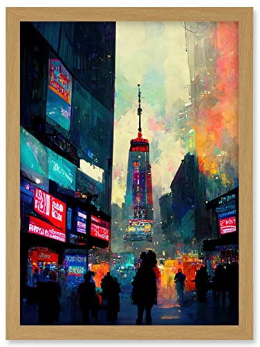Doppelganger33 LTD Times Square New York Neon Street Artwork Framed Wall Art Print A4