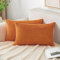 EMEMA Kissenbezug 30x50 cm Herbst Kordsamt Kissenbezüge Dekokissen Sofakissen Cord Kissenhülle Zierkissenbezug Kord Dekorative Weiche für Sofa Wohnzimmer Schlafzimmer 2er Set Gebranntes Orange