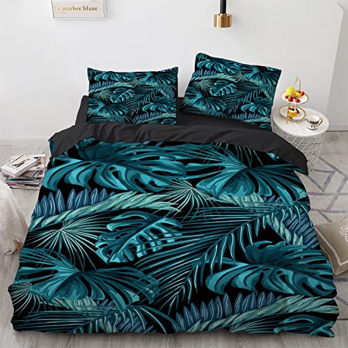 YURKO 155X220 cm Bettwäsche Teenager Jungs Kein Bügeln Tropical Tropisch Dschungel Jungle Urwald Winterbettwäsche 155X220 Polyester Baumwolle Mit 2 Kissenbezügen 80X80Cm