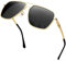 KANASTAL Groß Sonnenbrille Herren und Damen Retro Klassische Polarisiert Sonnenbrille mit Premium Quadratisch Metallrahmen UV400 Schutz, Glänzend Gold Rahmen Schwarz Gläser