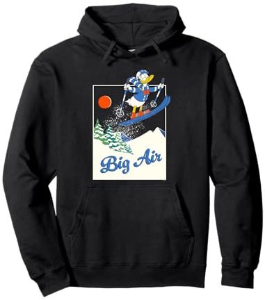 Disney Donald Duck Winter Sports Skiing Retro Ski Big Air Pullover Hoodie