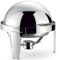 Morleos Chauffe-plat Chafing Dish Avec Couvercle Enroulable | Rond 47 x 47 x 45 cm | Volume 6 Litres | Acier Inoxydable Argenté | Chauffe-soupe Buffet Restauration Rechaud Gastronomie