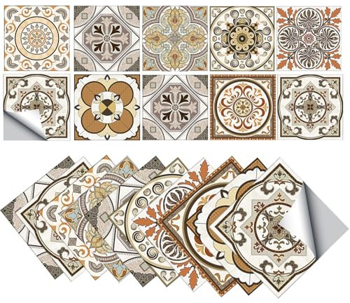 YAHUNI 20 adesivi colorati per piastrelle, 15 x 15 cm, a mosaico, per cucina, autoadesivi, per piastrelle, impermeabili, adesivi da parete