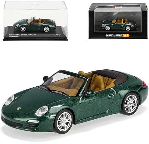 Porsche 911 997 Carrera S Cabrio Racing GrÜn 1/64 Minichamps Modell Auto Modellauto