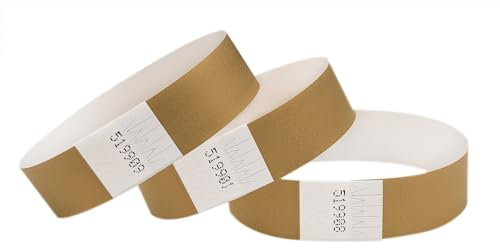 CINTAPUNTO - Einlassbändchen Papier - Eintrittsbänder 100 Stück - Einlassbänder - Festival Armbänder - Party Bändchen Einlass Eintritt - eintrittsbändchen - Bänder Club - wristband - Gold