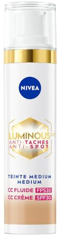 NIVEA Luminous 630 CC Anti-Fleckenfluid FPS30 Medium Teint (1 x 40 ml), CC Cream Unified Teint, Foundation deckt Hautunreinheiten ab, getönte Gesichtspflege, Anti-Aging Concealer, Fleckenreduzierer