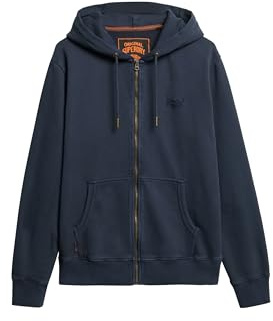 Superdry Herren Verwaschene Essential Kapuzenjacke mit Logo Finster Marineblau M
