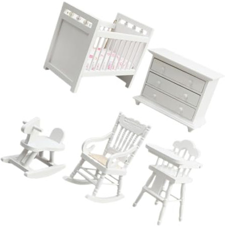 MOLUCKFU 1 Satz Kinderzimmer-Set Mini-hausdekoration Miniaturmöbel Mini-hausmöbel Puppenhaus Möbel Layout Der Puppenhausszene Miniatur-landschaftsornament Puppenhausmöbel Hölzern Weiß