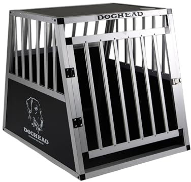 DOGHEAD Hundetransportbox Hundebox Alu Reisebox Transportbox, 70 x 75 x 63 cm, Ecoline, schwarz/Silber