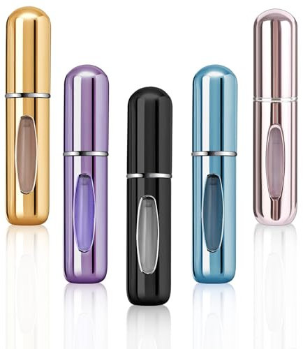 AHEJIOO Parfümzerstäuber Set - 5 Stück 5ml nachfüllbar, Mini Reise Parfum Zerstäuber für unterwegs, handliche Sprühflasche für Handtasche und Reisen
