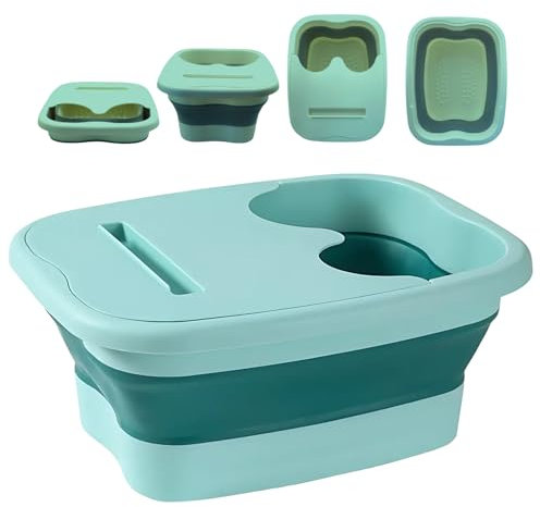 Collapsible Foot Spa Bath Bucket – Portable Foot Soaking Bowl for Pedicure & Relaxation (Green)
