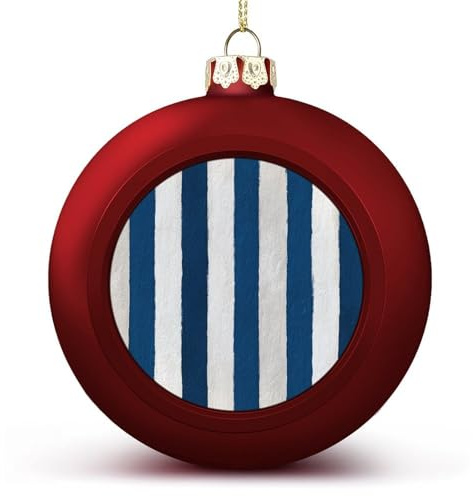 Blau-weiß gestreiftes Muster, Weihnachtskugel, Ornamente, bruchsicher, hängende rote Weihnachtsbaumkugeln für Weihnachtsbaumdekoration, Urlaub, Hochzeit, Party
