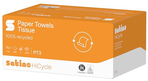 Satino HiCycle Handtuchpapier V-Falz weiß, 23 x 23 cm, 2-lagig, 3.750 Blatt, Recycling
