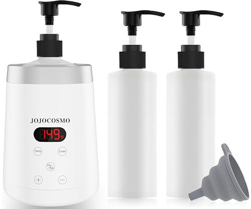 JOJOCOSMO Chauffe-bouteille d'huile de massage, avec deux distributeurs de bouteilles d'huile, chauffage en continu de 0 à 65 °C, chauffe-bouteille de lotion, pour salon, huile de massage domestique
